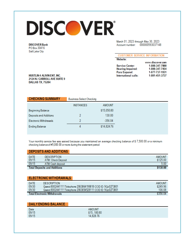  East West Bank firm account statement 